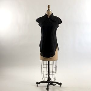 Jessie Della famine European designer Black appliquéd kaftan